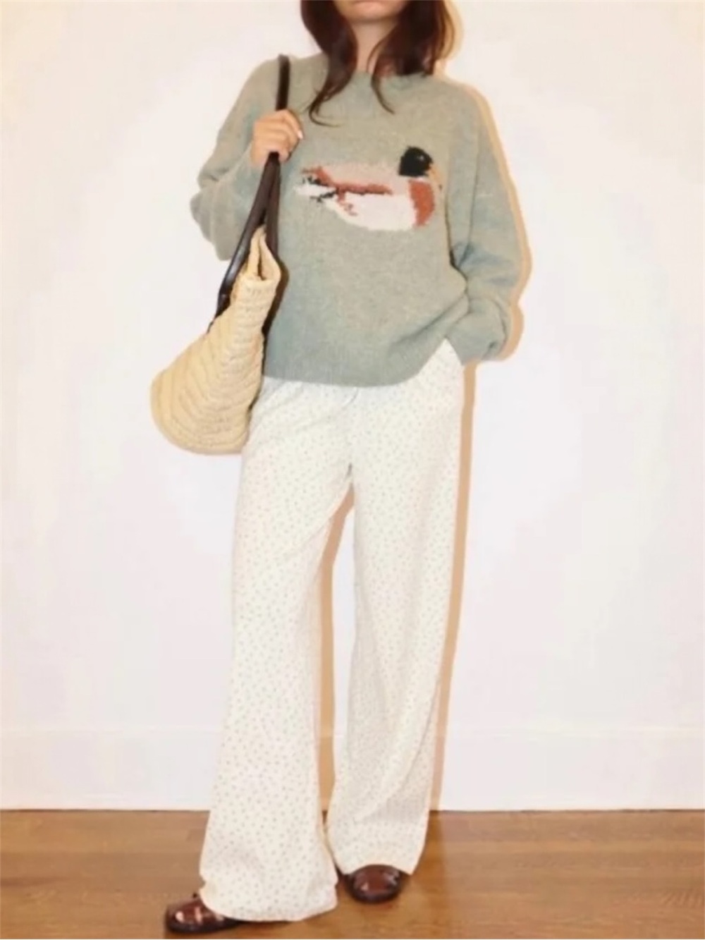 Bailey Rose Wide-Leg Cream Floral Printed Pants. - Picture 4 of 8